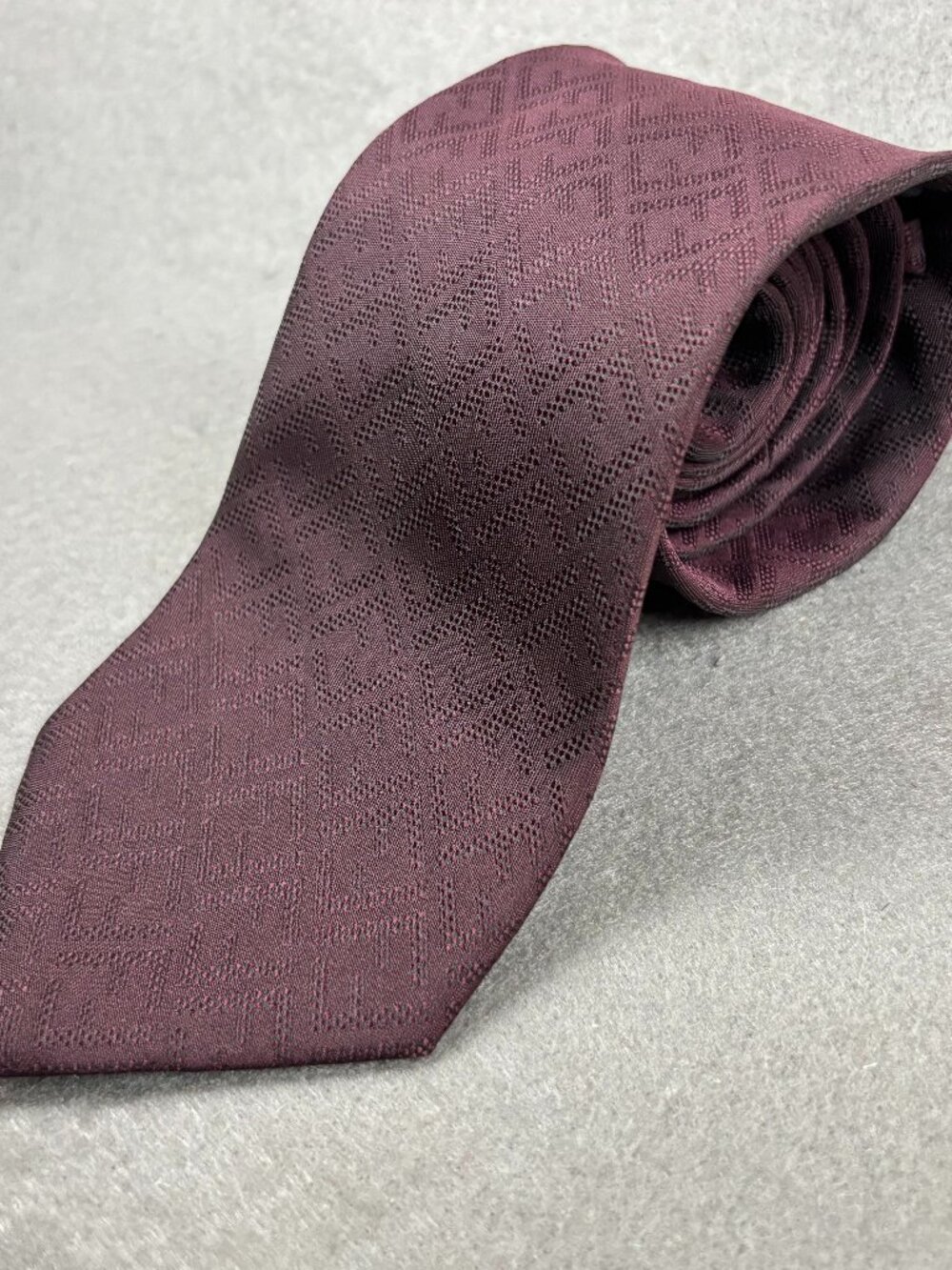 Fendi Burgundy FF Monogram Jacquard 100% Silk Men's Tie Italy